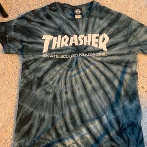 Thrasher: Blue & White Tiedye T-Shirt